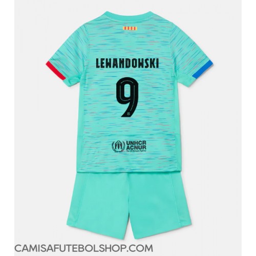 Camisa de time de futebol Barcelona Robert Lewandowski #9 Replicas 3º Equipamento Infantil 2023-24 Manga Curta (+ Calças curtas)